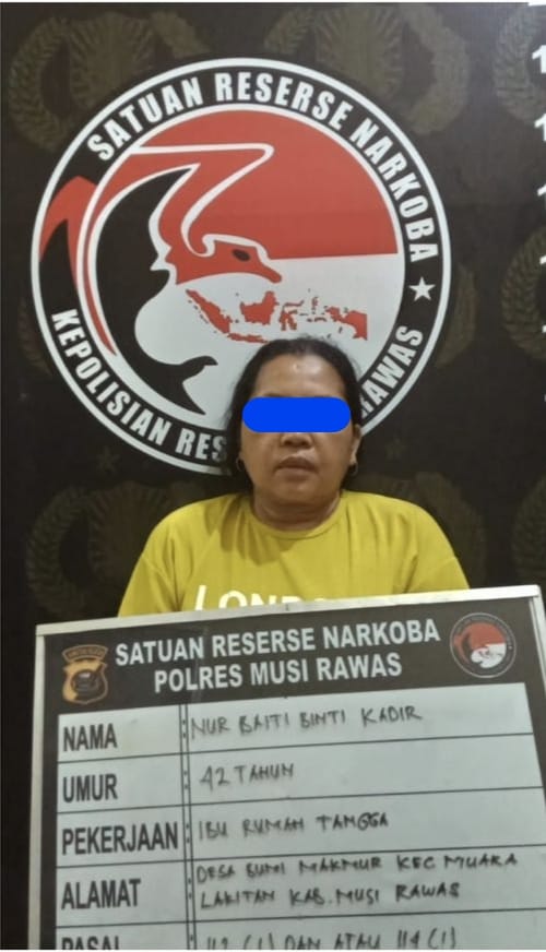 Simpan Sabu diBawah Kasur, IRT di Musi Rawas ditangkap Polisi