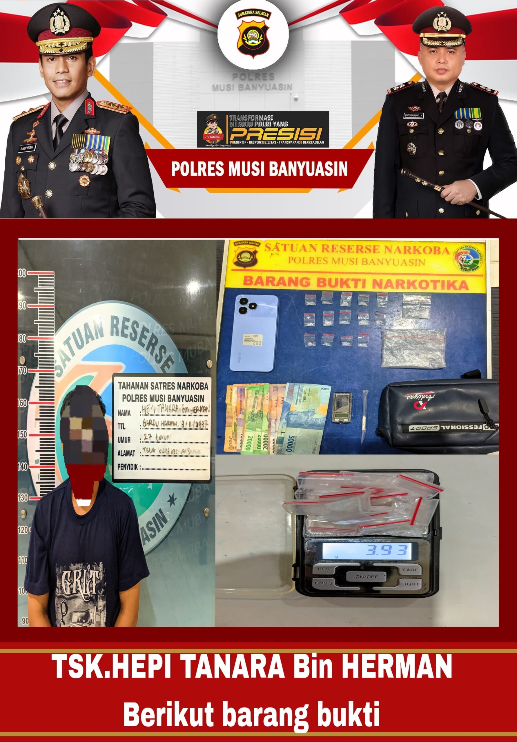 Tergiur Untung Besar, Pengedar di Muba ditangkap Polisi