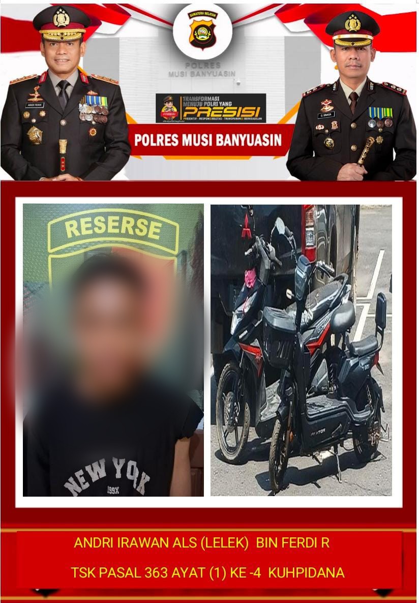Maling Sepeda Listrik DiBabat Supat, Pelaku ditangkap Polisi