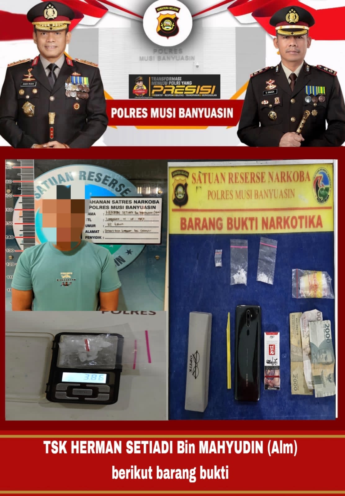 Dua Orang Pengedar ditangkap Satresnarkoba Polres Muba