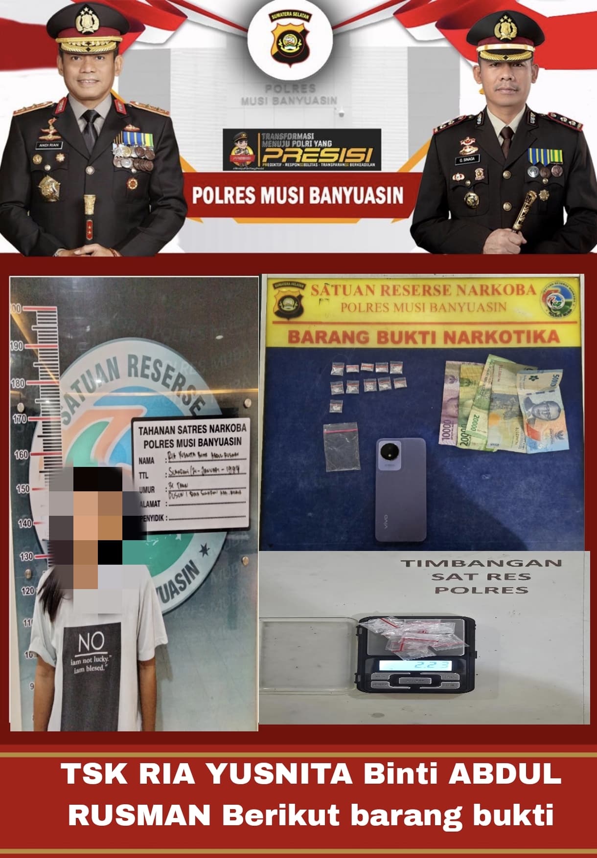 Pengedar Narkoba disukarame Ditangkap, 11 Paket Sabu Disita