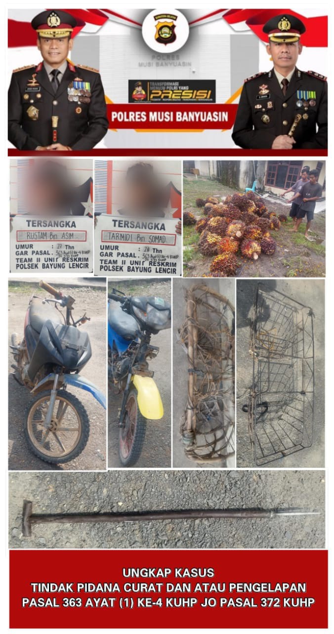Dua Pelaku Pencurian Sawit Ditangkap Polsek Bayung Lincir