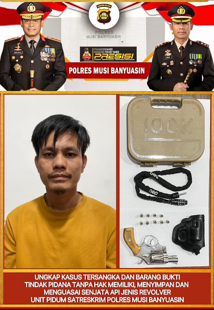 Polres Muba Amankan Pria Pemilik Senpi Ilegal Jenis Revolver