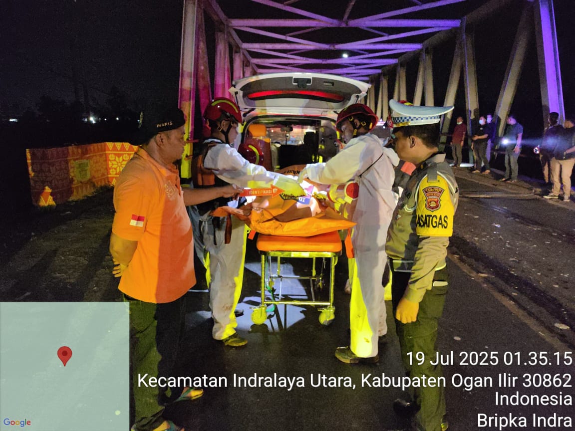 Polres Ogan Ilir bersama BNPB Cek TKP Serta Evakuasi Penemuan Mayat