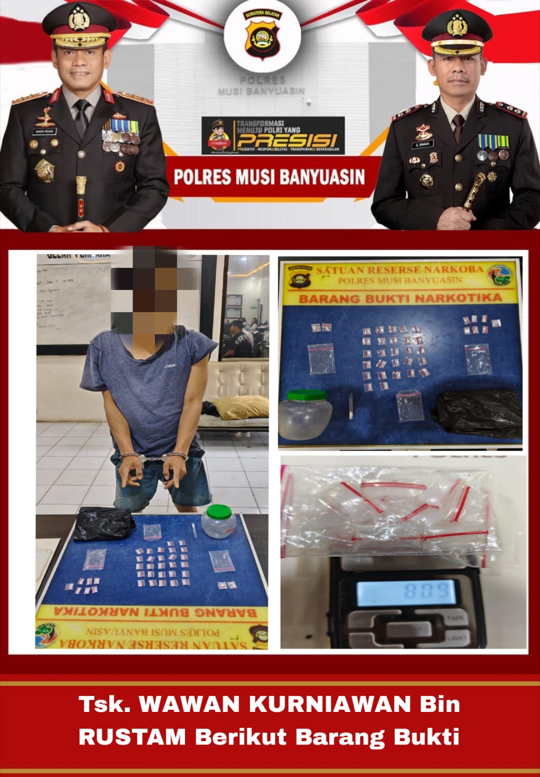 Polres Muba Tangkap Pengedar Narkoba, Amankan 36 Paket Sabu