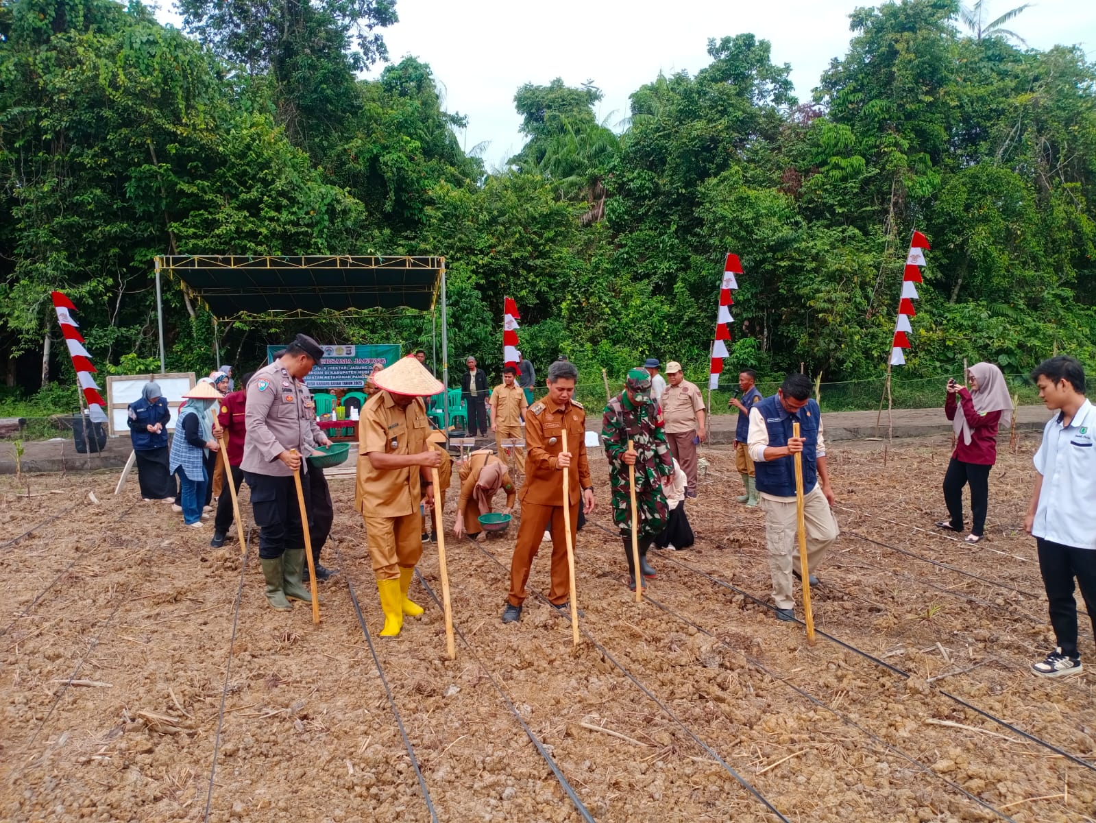 Polsek Babat Toman Bersama Desa Tanam Jagung 1 Hektar