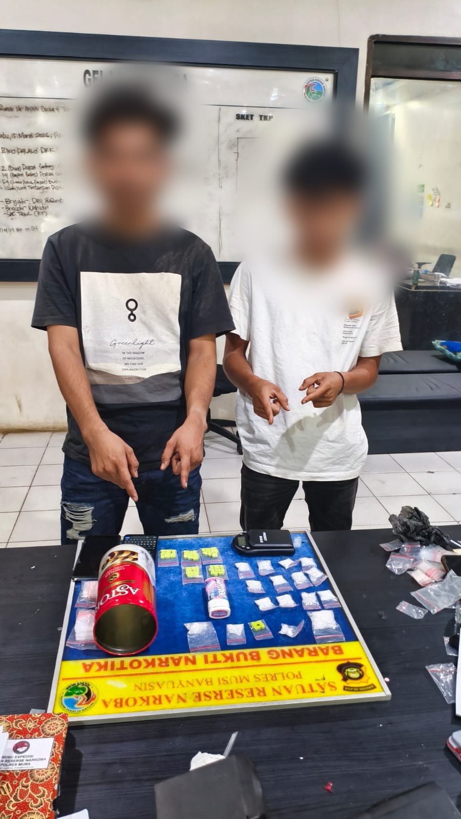 Belasan Paket Sabu dan 54 Butir Exstasi diamankan sat res narkoba polres muba dari Dua Pelaku pengedar