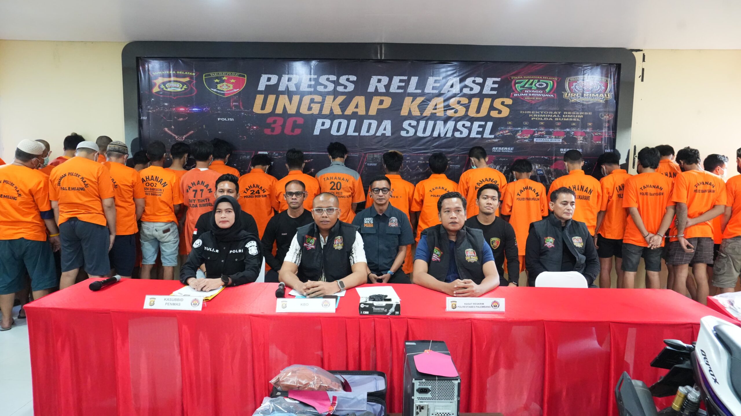 Polda Sumsel Ungkap 123 Kasus 3C Dalam Conferensi Pers
